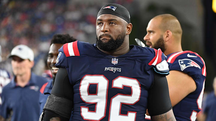 Aug 19, 2022; Foxborough, Massachusetts, USA; New England Patriots defensive tackle Davon Godchaux