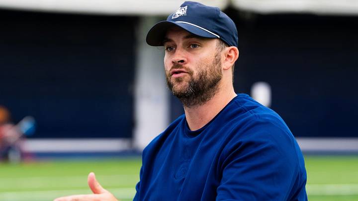 Penn State Nittany Lions offensive coordinator Taylor Mouser answers questions during football media day in Holuba Hall. Penn State Nittany Lions offensive coordinator Taylor Mouser answers questions during football media day in Holuba Hall.