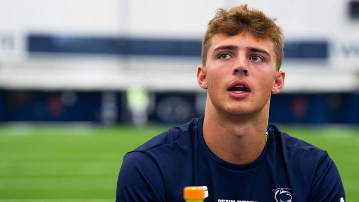 Penn State Nittany Lions wide receiver Brett Eskildsen participates at football media day in Holuba Hall. Penn State Nittany Lions wide receiver Brett Eskildsen participates at football media day in Holuba Hall.