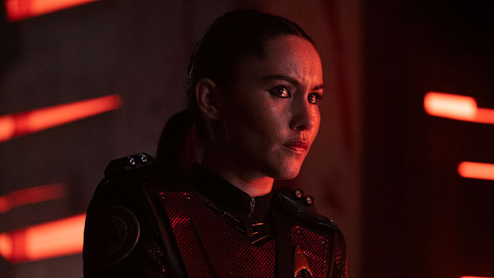 Christina Chong as La'an in Star Trek: Strange New Worlds streaming on Paramount+, 2023. Photo Credit: Michael Gibson/Paramount+