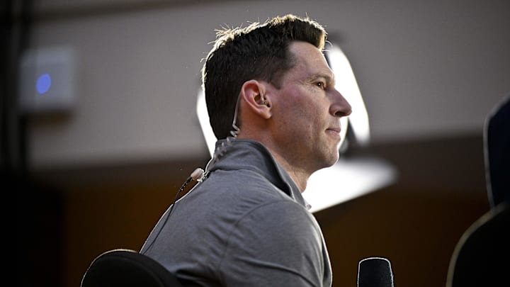 Dec 9, 2024; Dallas, TX, USA; Boston Red Sox chief baseball officer Craig Breslow speaks with the media
at the Hilton Anatole during the 2024 MLB Winter Meetings. Mandatory Credit: Jerome Miron-Imagn Images Dec 9, 2024; Dallas, TX, USA; Boston Red Sox chief baseball officer Craig Breslow speaks with the media
at the Hilton Anatole during the 2024 MLB Winter Meetings. Mandatory Credit: Jerome Miron-Imagn Images