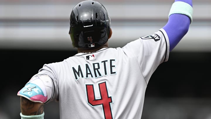 Sep 28, 2025; San Diego, California, USA; Arizona Diamondbacks second baseman Ketel Marte (4) rounds the bases after hitting a solo home run during the first inning against the San Diego Padres at Petco Park. Mandatory Credit: Denis Poroy-Imagn Images Sep 28, 2025; San Diego, California, USA; Arizona Diamondbacks second baseman Ketel Marte (4) rounds the bases after hitting a solo home run during the first inning against the San Diego Padres at Petco Park. Mandatory Credit: Denis Poroy-Imagn Images