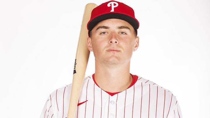 Feb 19, 2026; Clearwater, FL, USA; Philadelphia Phillies infielder Aidan Miller (81) poses for media day. Feb 19, 2026; Clearwater, FL, USA; Philadelphia Phillies infielder Aidan Miller (81) poses for media day.