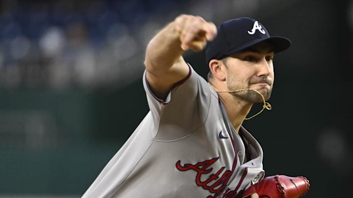 Sep 15, 2025; Washington, District of Columbia, USA; Atlanta Braves starting pitcher Spencer Strider (99) throws to the Washington Nationals during the first inning at Nationals Park. Sep 15, 2025; Washington, District of Columbia, USA; Atlanta Braves starting pitcher Spencer Strider (99) throws to the Washington Nationals during the first inning at Nationals Park.