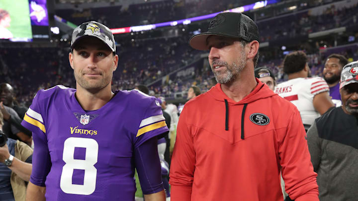 Minnesota Vikings quarterback Kirk Cousins (L) and San Francisco 49ers head coach Kyle Shanahan (R)