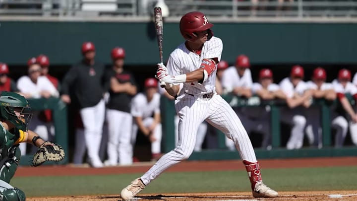 Alabama baseball's Justin Lebron (1) batting against North Dakota State. Alabama baseball's Justin Lebron (1) batting against North Dakota State.