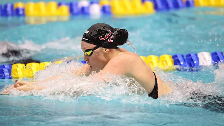 Alabama Swimmer Avery Wiseman during the SEC Championships at Gabrielsen Natatorium in Athens, Ga on Saturday, Feb 22, 2025.