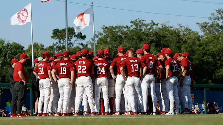 Alabama baseball players at Condron Ballpark. Alabama baseball players at Condron Ballpark.
