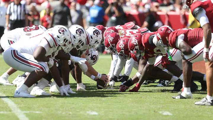 The University of Alabama football team in action against South Carolina at Bryant-Denny Stadium in Tuscaloosa, AL on Saturday, Oct 12, 2024. The University of Alabama football team in action against South Carolina at Bryant-Denny Stadium in Tuscaloosa, AL on Saturday, Oct 12, 2024.