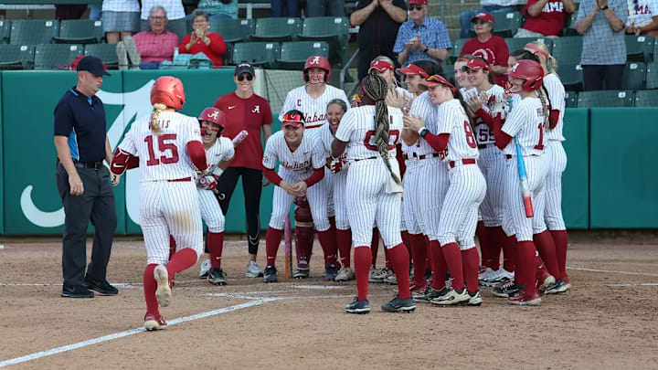 Alabama Softball Player Brooke Wells (15) and The University of Alabama softball team in action against Jacksonville State at Rhoads Stadium in Tuscaloosa, AL on Wednesday, Mar 25, 2026. Alabama Softball Player Brooke Wells (15) and The University of Alabama softball team in action against Jacksonville State at Rhoads Stadium in Tuscaloosa, AL on Wednesday, Mar 25, 2026.