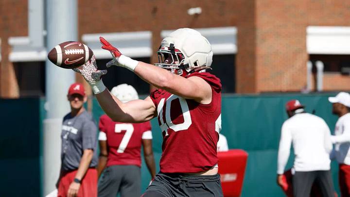 4/14/26 MFB Spring Practice Alabama Tight End Josh Ford (40) 