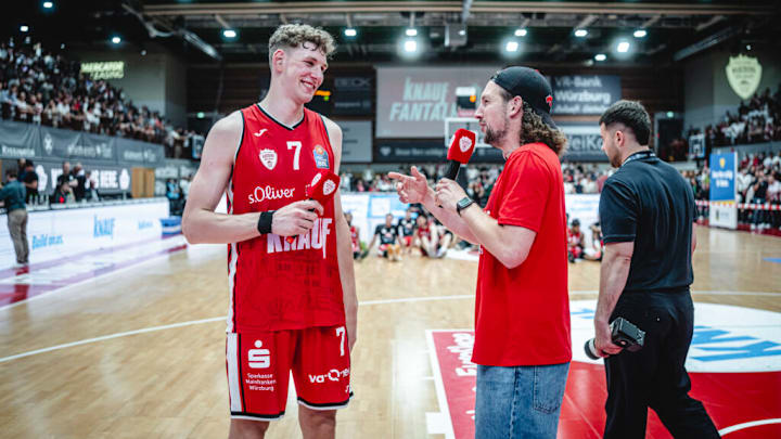 Hannes Steinbach does a postgame interview at the U19 World Cup.