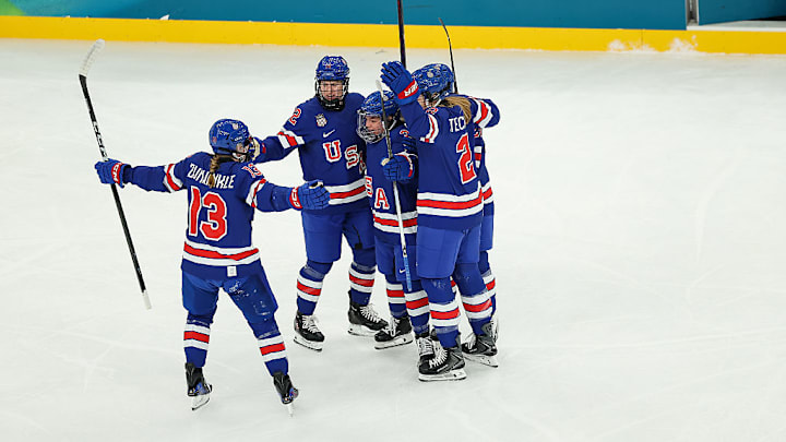 Cayla Barnes's first period goal has given Team USA a 1-0 lead over Sweden.