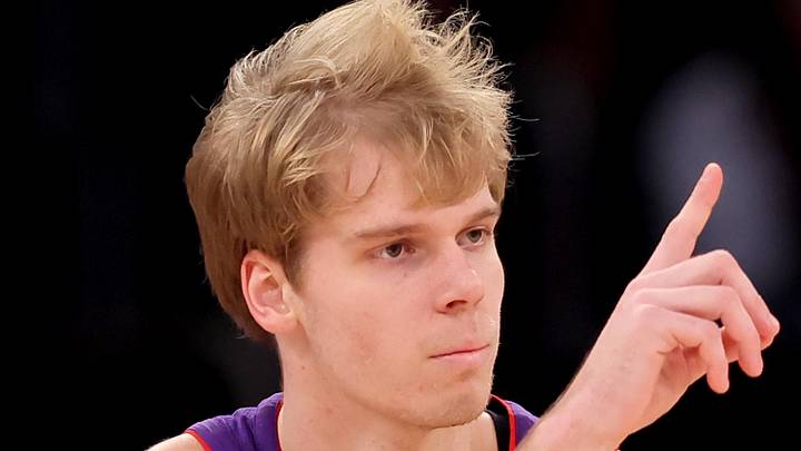Jan 8, 2025; New York, New York, USA; Toronto Raptors guard Gradey Dick (1) : Brad Penner-Imagn Images