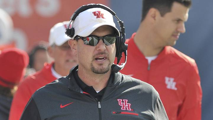 Nov 25, 2016; Memphis, TN, USA; Houston Cougars head coach Tom Herman during the first half against the Memphis Tigers at Liberty Bowl Memorial Stadium. Memphis Tigers defeated Houston Cougars 48-44. Mandatory Credit: Justin Ford-Imagn Images Nov 25, 2016; Memphis, TN, USA; Houston Cougars head coach Tom Herman during the first half against the Memphis Tigers at Liberty Bowl Memorial Stadium. Memphis Tigers defeated Houston Cougars 48-44. Mandatory Credit: Justin Ford-Imagn Images