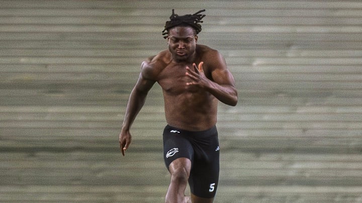 D'Angelo Ponds participates in Indiana University's Pro Day at Mellencamp Pavilion on Wednesday, April 1, 2026.