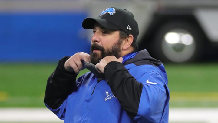 Lions coach Matt Patricia on the field before the game against the Colts at Ford Field on Sunday, Nov. 1, 2020.

Lions