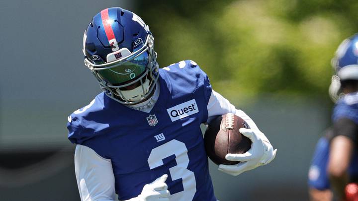 Jun 3, 2026; East Rutherford, NJ, USA; New York Giants wide receiver Odell Beckham Jr. (3) participates in drills during organized team activities at Quest Diagnostics Training Center. Jun 3, 2026; East Rutherford, NJ, USA; New York Giants wide receiver Odell Beckham Jr. (3) participates in drills during organized team activities at Quest Diagnostics Training Center.