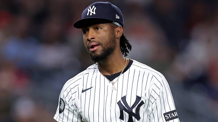 Aug 3, 2026; Bronx, New York, USA; New York Yankees relief pitcher Angel Chivilli (57) reacts during the eighth inning against the St. Louis Cardinals at Yankee Stadium. Mandatory Credit: Brad Penner-Imagn Images Aug 3, 2026; Bronx, New York, USA; New York Yankees relief pitcher Angel Chivilli (57) reacts during the eighth inning against the St. Louis Cardinals at Yankee Stadium. Mandatory Credit: Brad Penner-Imagn Images