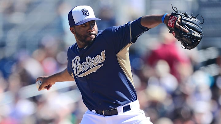 Mar 10, 2015; Peoria, AZ, USA; San Diego Padres starting pitcher Jay Jackson (63) pitches against the San Francisco Giants at Peoria Sports Complex. Mandatory Credit: Joe Camporeale-Imagn Images Mar 10, 2015; Peoria, AZ, USA; San Diego Padres starting pitcher Jay Jackson (63) pitches against the San Francisco Giants at Peoria Sports Complex. Mandatory Credit: Joe Camporeale-Imagn Images