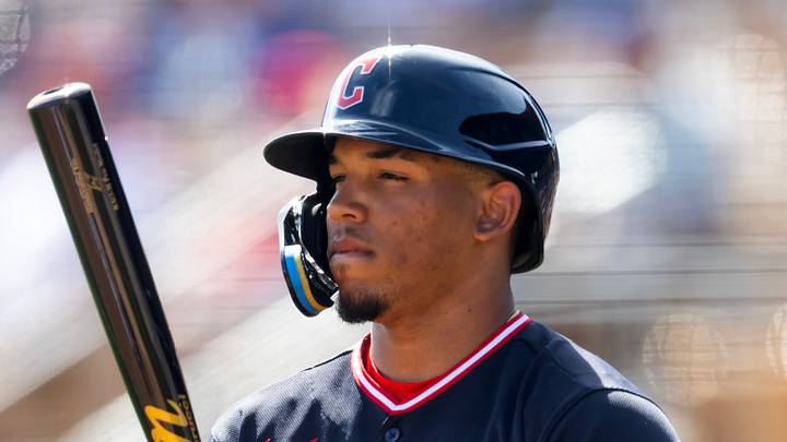 Feb 24, 2026; Phoenix, Arizona, USA; Cleveland Guardians infielder Angel Genao against the Los Angeles Dodgers during a spring training game at Camelback Ranch-Glendale. Mandatory Credit: Mark J. Rebilas-Imagn Images Feb 24, 2026; Phoenix, Arizona, USA; Cleveland Guardians infielder Angel Genao against the Los Angeles Dodgers during a spring training game at Camelback Ranch-Glendale. Mandatory Credit: Mark J. Rebilas-Imagn Images