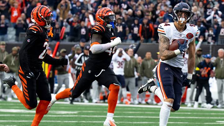 Chicago Bears tight end Colston Loveland is off to the races against the Bengals last year for the winning TD. Chicago Bears tight end Colston Loveland is off to the races against the Bengals last year for the winning TD.