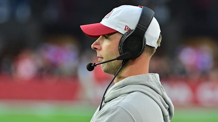 Jan 5, 2025; Glendale, Arizona, USA;  Arizona Cardinals head coach Jonathan Gannon looks on in the second half against the Arizona Cardinals at State Farm Stadium. Mandatory Credit: Matt Kartozian-Imagn Images