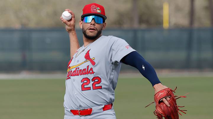 Feb 16, 2026; Jupiter, FL, USA; St. Louis Cardinals outfielder Joshua Baez (22) throws a ball during spring training workouts at Roger Dean Stadium. Mandatory Credit: Reinhold Matay-Imagn Images Feb 16, 2026; Jupiter, FL, USA; St. Louis Cardinals outfielder Joshua Baez (22) throws a ball during spring training workouts at Roger Dean Stadium. Mandatory Credit: Reinhold Matay-Imagn Images