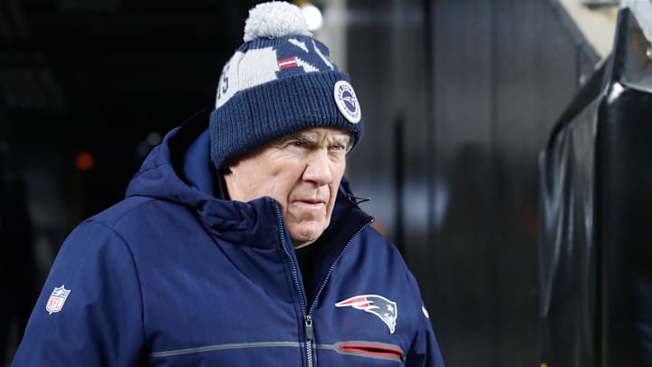 Dec 7, 2023; Pittsburgh, Pennsylvania, USA;  New England Patriots head coach Bill Belichick walks to