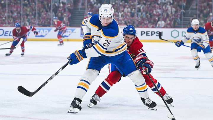 May 16, 2026; Montreal, Quebec, CAN; Montreal Canadiens right wing Ivan Demidov (93) plays the pucik against Buffalo Sabres defenseman Rasmus Dahlin (26) during the first period in game six of the second round of the 2026 Stanley Cup Playoffs at Bell Centre. Mandatory Credit: David Kirouac-Imagn Images May 16, 2026; Montreal, Quebec, CAN; Montreal Canadiens right wing Ivan Demidov (93) plays the pucik against Buffalo Sabres defenseman Rasmus Dahlin (26) during the first period in game six of the second round of the 2026 Stanley Cup Playoffs at Bell Centre. Mandatory Credit: David Kirouac-Imagn Images