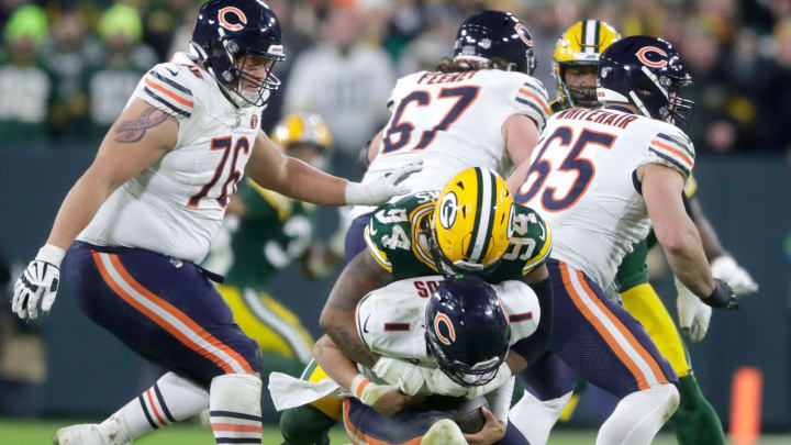 The Bears cannot afford to be beaten off the line of scrimmage for easy sacks now with a less mobile quarterback after trading Justin Fields. The Bears cannot afford to be beaten off the line of scrimmage for easy sacks now with a less mobile quarterback after trading Justin Fields.