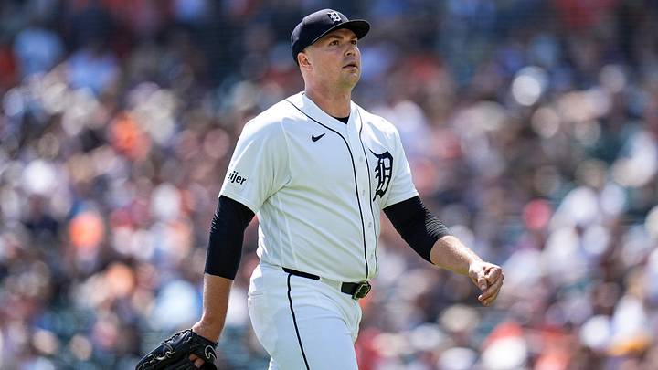 Detroit Tigers pitcher Tarik Skubal (29) walks off the field for pitching change during the seventh inning against Milwaukee Brewers at Comerica Park in Detroit on Thursday, April 23, 2026.