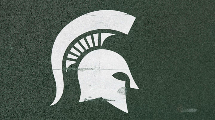 Oct 12, 2019; Madison, WI, USA; Michigan State Spartans logo on sideline equipment prior to the game against the Wisconsin Badgers at Camp Randall Stadium. Mandatory Credit: Jeff Hanisch-Imagn Images Oct 12, 2019; Madison, WI, USA; Michigan State Spartans logo on sideline equipment prior to the game against the Wisconsin Badgers at Camp Randall Stadium. Mandatory Credit: Jeff Hanisch-Imagn Images
