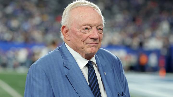 Dallas Cowboys owner Jerry Jones on the field before a game against the New York Giants at MetLife Stadium. Mandatory Credit: Brad Penner-Imagn Images Dallas Cowboys owner Jerry Jones on the field before a game against the New York Giants at MetLife Stadium. Mandatory Credit: Brad Penner-Imagn Images