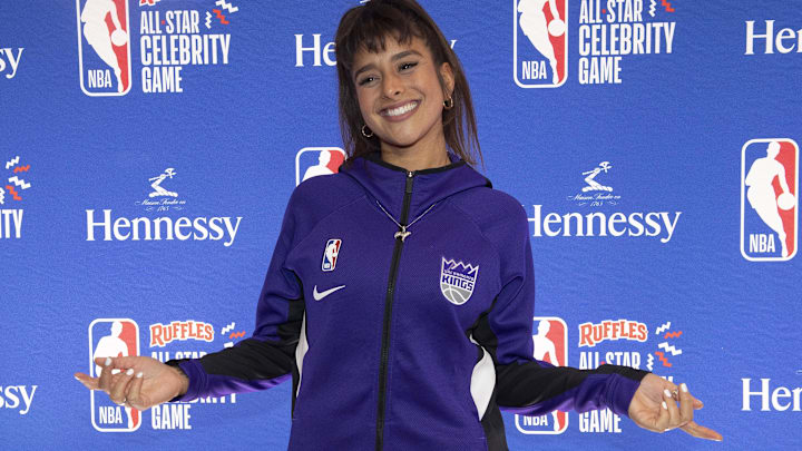 Anjali Ranadive poses for photographers before the Ruffles NBA All-Star Celebrity Game.