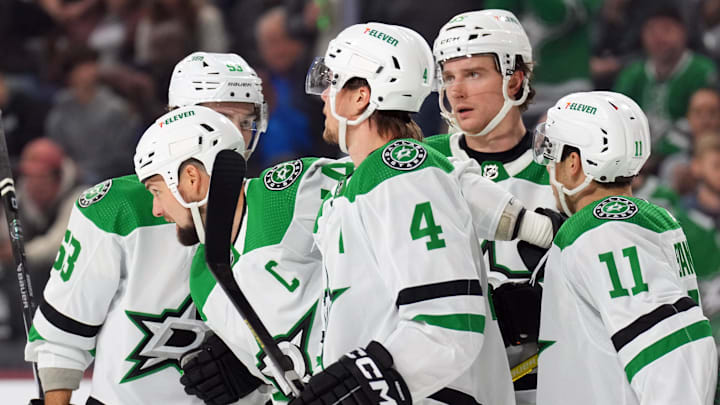 Mar 24, 2024; Tempe, Arizona, USA; Dallas Stars left wing Jamie Benn (14) celebrates his goal