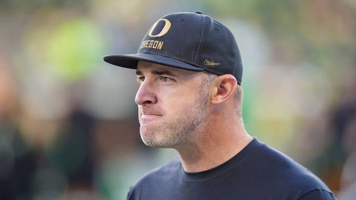 Oregon offensive coordinator Drew Mehringer walks the field before the game as the Oregon Ducks host the Portland State Vikings on Sept. 18, 2026, at Autzen Stadium in Eugene, Oregon. Oregon offensive coordinator Drew Mehringer walks the field before the game as the Oregon Ducks host the Portland State Vikings on Sept. 18, 2026, at Autzen Stadium in Eugene, Oregon.