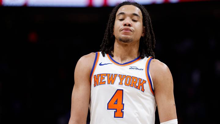 Feb 6, 2026; Detroit, Michigan, USA; New York Knicks forward Pacome Dadiet (4) walks off the court after the game against the Detroit Pistons at Little Caesars Arena. Mandatory Credit: Rick Osentoski-Imagn Images Feb 6, 2026; Detroit, Michigan, USA; New York Knicks forward Pacome Dadiet (4) walks off the court after the game against the Detroit Pistons at Little Caesars Arena. Mandatory Credit: Rick Osentoski-Imagn Images