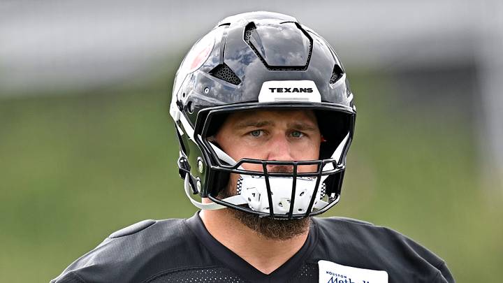 Jun 9, 2026; Houston, Texas, USA; Houston Texans guard Wyatt Teller arrives for the team’s minicamp at Houston Methodist Training Center. Mandatory Credit: Maria Lysaker-Imagn Images Jun 9, 2026; Houston, Texas, USA; Houston Texans guard Wyatt Teller arrives for the team’s minicamp at Houston Methodist Training Center. Mandatory Credit: Maria Lysaker-Imagn Images