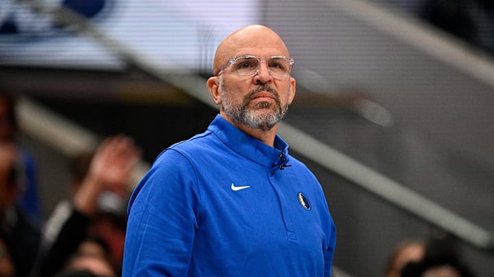 Jan 14, 2026; Dallas, Texas, USA; Dallas Mavericks head coach Jason Kidd looks on during the game against the Denver Nuggets at the American Airlines Center. Mandatory Credit: Jerome Miron-Imagn Images Jan 14, 2026; Dallas, Texas, USA; Dallas Mavericks head coach Jason Kidd looks on during the game against the Denver Nuggets at the American Airlines Center. Mandatory Credit: Jerome Miron-Imagn Images