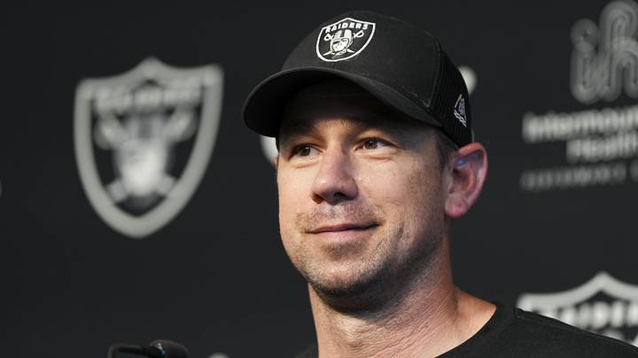 Las Vegas Raiders head coach Klint Kubiak speaks during a news conference during organized team activities. Las Vegas Raiders head coach Klint Kubiak speaks during a news conference during organized team activities.