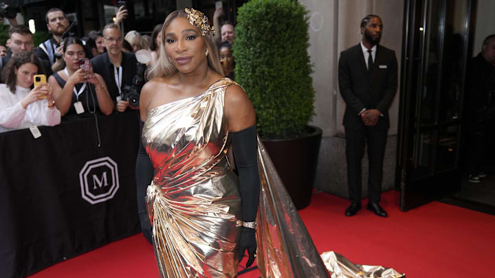 Serena Williams leaves The Mark Hotel for the Met Gala, the annual fundraising gala held for the benefit of the Metropolitan Museum of Art in New York. 