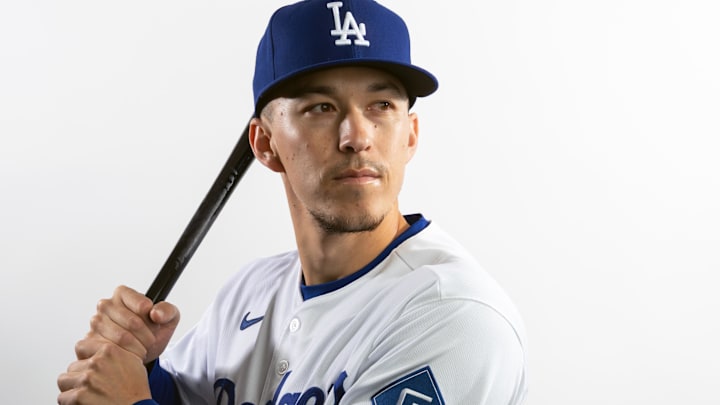 Feb 19, 2026; Glendale, AZ, USA; Los Angeles Dodgers infielder Tommy Edman poses for a portrait during photo day at Camelback Ranch. Mandatory Credit: Mark J. Rebilas-Imagn Images Feb 19, 2026; Glendale, AZ, USA; Los Angeles Dodgers infielder Tommy Edman poses for a portrait during photo day at Camelback Ranch. Mandatory Credit: Mark J. Rebilas-Imagn Images