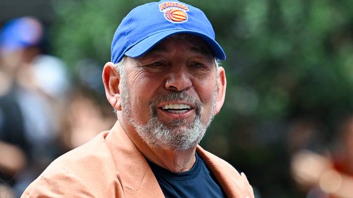 Jun 18, 2026; New York, NY, USA; CEO of MSG Network James Dolan smiles during the New York Knicks Championship Parade through the Canyon of Heroes. Mandatory Credit: Brenden Willsch-Imagn Images