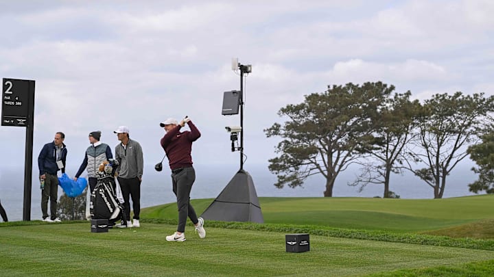 Rory McIlroy played a practice round Tuesday at Torrey Pines for the relocated Genesis Invitational.