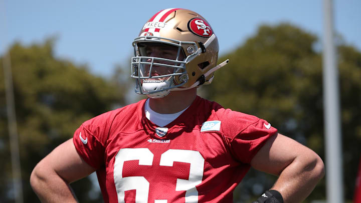 San Francisco 49ers offensive lineman Nick Zakelj (63) San Francisco 49ers offensive lineman Nick Zakelj (63)