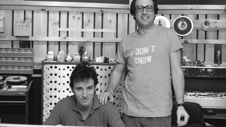Bruce Springsteen and manager Jon Landau at Power Station studios in NYC, March 15, 1980.