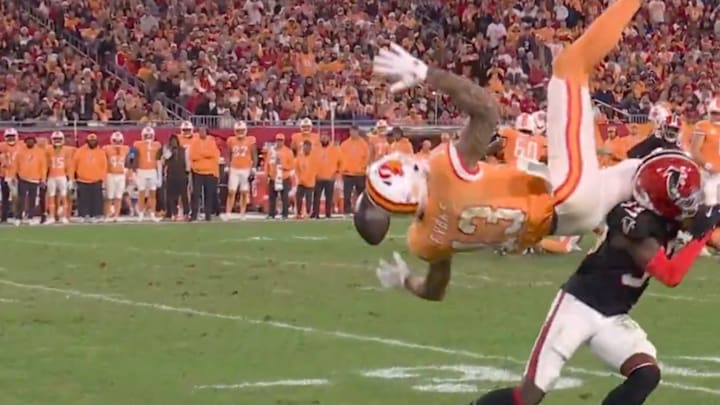 Mike Evans had to jump for a Baker Mayfield pass. Mike Evans had to jump for a Baker Mayfield pass.