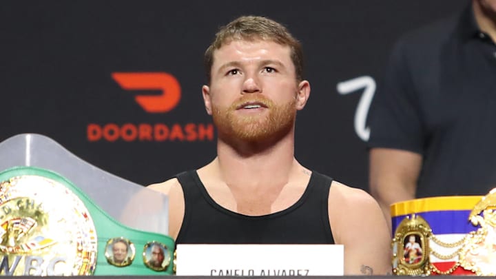 Canelo Alvarez during a press conference on September 10, 2025.