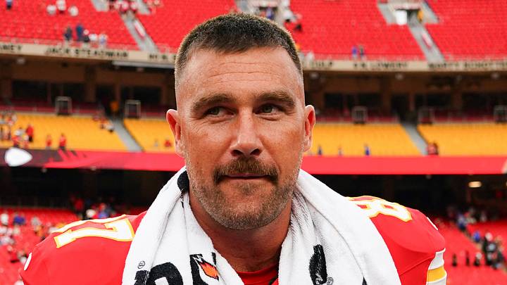 Aug 15, 2026; Kansas City, Missouri, USA; Kansas City Chiefs tight end Travis Kelce (87) on field after the pre season game against the Los Angeles Rams at Arrowhead Stadium. Mandatory Credit: Denny Medley-Imagn Images